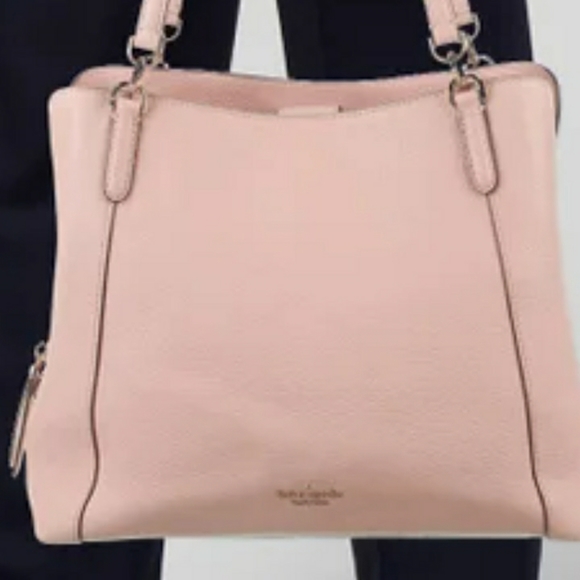 KATE SPADE โ ๏ธ NEW YORK TEXTURED GRAIN LEATHER SHOULDER BAG (LARGE) ..LT PINK ๐ - Picture 3 of 11